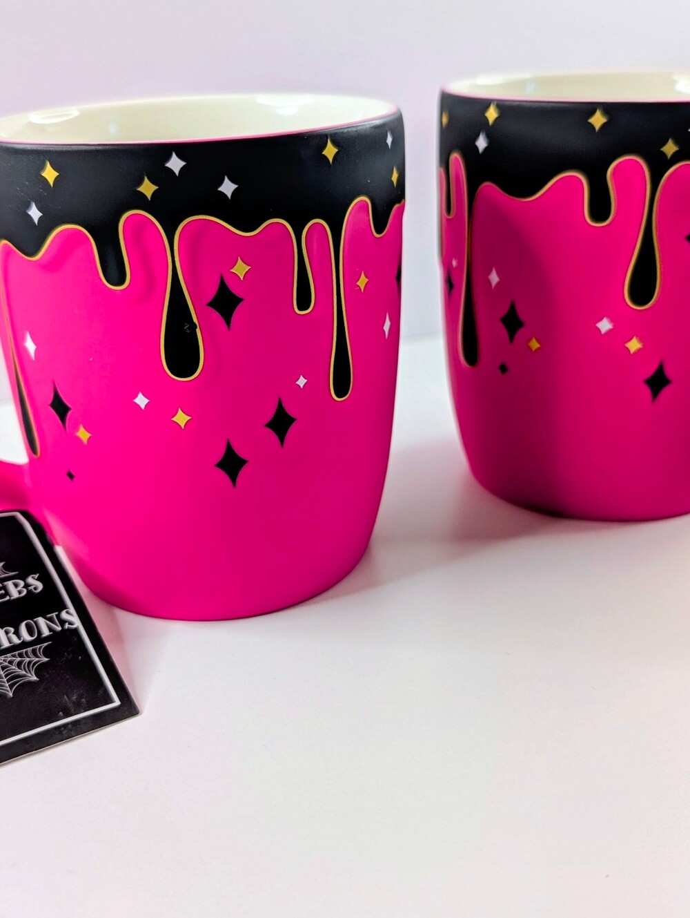 Cobwebs & Cauldrons 2 Hot Pink Black Slime Drip Halloween Mug Soft Touch Matte